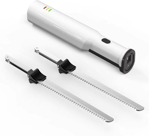 ELIKBH Coltello da Pane Ricaricabile a Batteria, Coltello da Pane Elettrico, con 2 Lame in Acciaio Inossidabile, Coltello Elettrico Professionale, per Tagliare Il Pane
