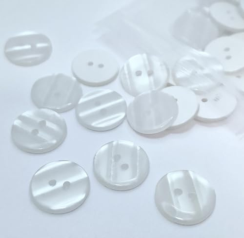 MajorCrafts® 50pcs 15mm White Pearlescent 2 Holes Round Resin Sewing Buttons