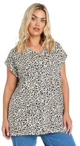 Yours Curve Beige Leopard Print Pocket T-Shirt - Women's - Plus Size Curve