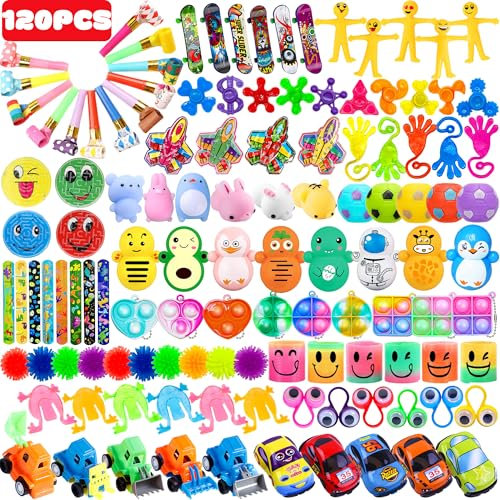 Chennyfun Assortiment de Jouets Enfant, 120 Pcs Kit Cadeau Pinata Fournitures de Fête Anniversaire, Accessoire Gadgets Set Party Favors, Prix Carnival Pâques Halloween Stuffers Noël pour Garçon Fille
