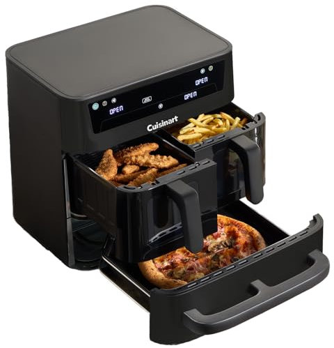 Cuisinart Tri Zone 13.6L Air Fryer & Oven | PFAS-Free | XXXL capacity | 3 Independent Cooking Zones | Dual 4.3L Air Frying Baskets + 5L Oven Drawer | 9-in-1 Cooking Functions | Sync+Match Cook
