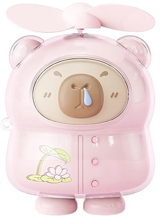 Generico Ventilatore Portatile | Mini Ventilatore Da Tavolo A Di Capibara - Ventola Portatile Silenziosa USB Ricaricabile per Bambini Adulti Campeggio Viaggi Spiaggia Scuola