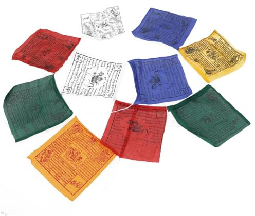 GURU SHOP Drapeau de prière tibétain 10 fanions - 2,50 m/coton - Taille : 1 pièce