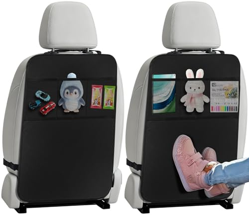 VINATO 2 Pezzi Protezione Sedile Auto Bambini con 3 Tasche, Organizer Sedile Auto Bambini, Impermeabile Antisporco Protezione per Schienale in Materiale Oxford 600D