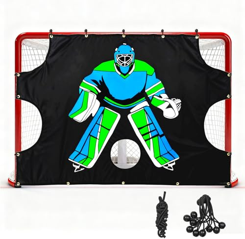 Doublehorse Ice Hockey Training Target： 54 x 44IN Durable Quick Setup PVC Goalie Shot Accuracy Equipment - for Indoor Outdoor Home Use Suit Youth & Players with 5 Holes - 1 Target