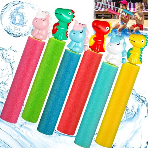 ZZXLOPEZ Pistola ad Acqua Giocattolo per Bambini, 6 Pezzi Pistole ad Acqua, Pistola ad Acqua per Bambini e Adulti, Pistole ad Acqua Giocattolo per Estivi All'aperto Giocattoli Piscina Spiaggia Estate