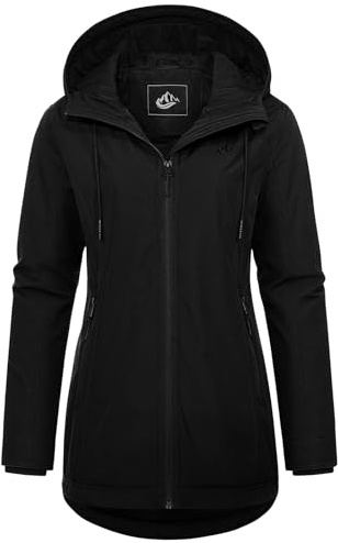 RITOSTA Veste Femme Softshell Imperméable Veste de Randonnée Parka Coupe Vent Blouson Polaire à Capuche Femme Printemps Automne Manteau Zippé d'Extérieur(Noir,M)