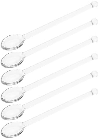 GANAZONO Genomskinliga glasskedar elegant omrörare set med 6 långa handtag, mini espressoskedar för kaffe och te för hem, fest, blandning och efterrätt