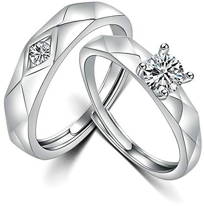 24 JOYAS Pareja de Anillos Amor Ajustables, Alianzas para Enamorados. Regalo romántico Ideal para Compromiso, Navidad y Aniversario