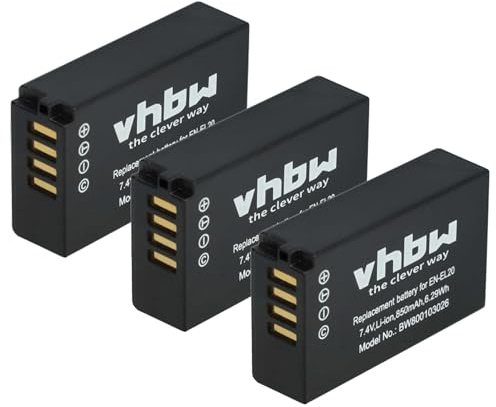 vhbw 3X Akku kompatibel mit Nikon CoolPix A, P1000, P950 Kamera Digicam DSLR (850mAh, 7,4V, Li-Ion)