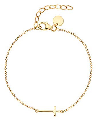 NOELANI Armband 925 Sterling Silber Damen Armschmuck, 16+3 cm, Gold, Kreuz, Kommt in Schmuck Geschenk Box, 2030200
