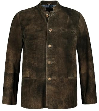 JP 1880 Uomo Giacca di Pelle Marrone Mogano 58