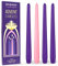 BRUBAKER Premium Advent Candles 3 x Purple 1 x Pink - Traditional Taper Candles for Advent Wreaths and Other Christmas Decorations