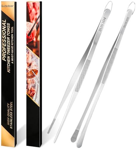 Gutsdoor Pinzette da cucina da 30,5 cm, 2 pinzette da cucina in acciaio inox 304 per cucinare, placcare, barbecue, pasta
