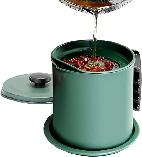 to do home Fetttrennkanne für Frittieröl und Speisefett|Ölsieb|Fetttrenner| Edelstahlkanne mit Sieb|Ölkanne zur Aufbewahrung Lagerung|1,3l (grün)