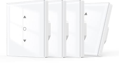 【6.1 Gen.】Maxcio WLAN Rolladenschalter Kompatibel mit Alexa, Google Home, Rolladenschalter Smart mit Prozentsteuerung, Zeitschaltuhr und Sprachsteuerung, Neutralleiter erforderlich 4 Packs
