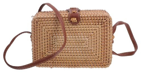 OSALADI Korbtaschen Damen Kleine Strohtasche Korbtasche Rattan-Tasche Boho-KöRbe Gewebte Rattan-GeldböRse Gewebte UmhäNgetasche -Tasche Mit Schultergurt