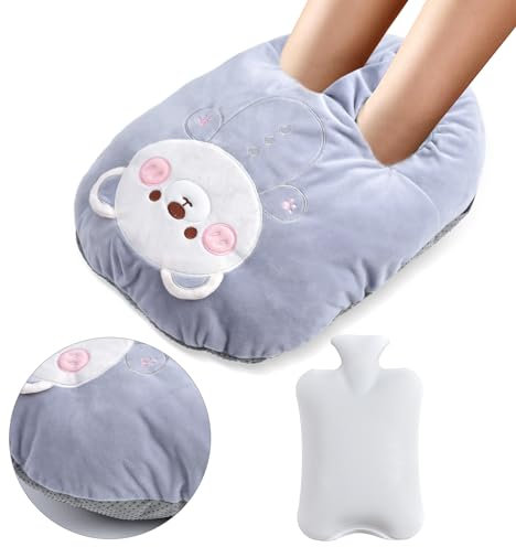 Douthfolle Fußwärmer Wärmflasche für die Füße,Fußwärmer für Damen und Herren,Fußwärmer Ohne Strom Fußwärmer mit Wärmflasche 2 in 1 Fußwärmer Winter Fußheizung Heizmatte