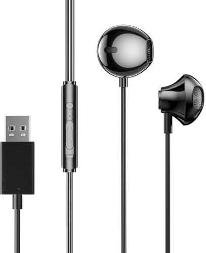 Numlot USB Auriculares intrauditivos PC Auriculares Gaming con Micrófono y Control de Volumen para computadora PC computadora portátil Conferencias Skype Chat