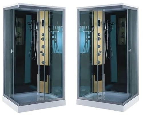 Bagno Italia Cabina de hidromasaje 100 x 70 cm con ducha color oro disponible con apertura a la derecha o a la izquierda