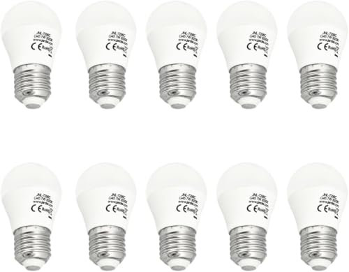 Jandei - Pack de 10 x Bombillas LED mini G45, Casquillo E27, 7W (equivale a 60W), 560 Lúmenes para Lámparas de Techo, Lámparas de Mesilla, Dormitorio, Salón, Navidad (Blanco Cálido 3000K)