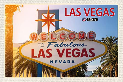 Ontrada träskylt 12 x 18 cm Las Vegas USA-skylt välkomstskylt träskylt