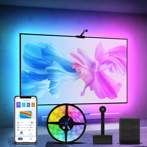 Intelligente LED-TV-Hintergrundbeleuchtung mit Kamera, Synchronisierung für 140–165 cm Fernseher, Länge 3,8 m, RGBICW-WLAN-TV-LED-Streifen, Mehrwinkelanpassung (3,8 m (für 140–165 cm Fernseher))