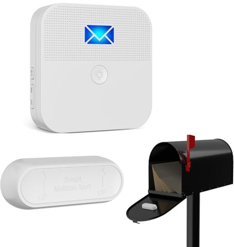 Briefkasten Alarm Mailbox Alert Benachrichtigungssystem für Briefkästen, 600 Fuß Reichweite, drahtloser, wetterfester Briefkastensensor mit LED-Anzeige und akustischen Erinnerunge für zugestellte Post