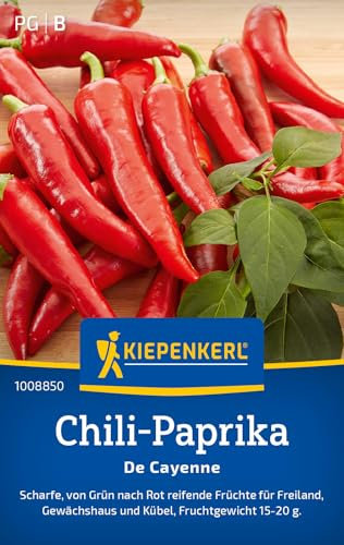 Kiepenkerl Chili-Paprikasamen De Cayenne 1008850 - scharfe Sorte - von Grün nach rot reifend - 15-20g - Saatgut, Samen Gemüse, Gemüse Pflanzen