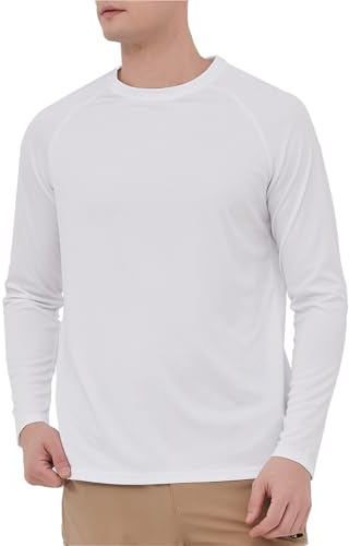 HYCOPROT Men's Rash Guard Shirts UPF 58+ UV Sun Protection Long Sleeve T-Shirts Quick Dry Surf Swimming Tops Lightweight Breathable Hiking Shirt Watersports Tops Vest for Swimming Running Fishing