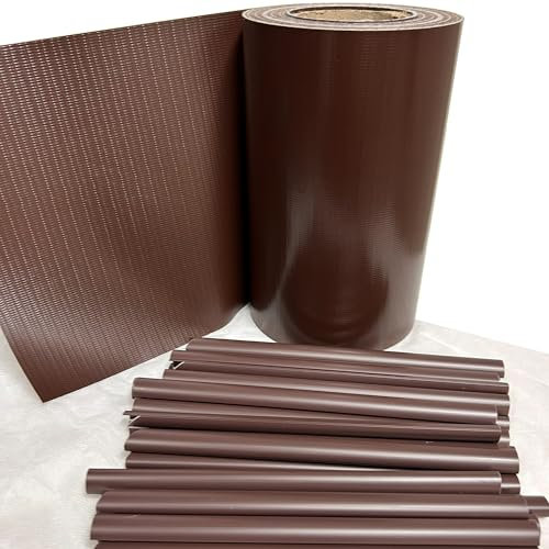 TENAX Twist 0,19 x 35 m Marrón, Tiras de Ocultación en PVC con 25 Clips, Cobertura Decorativa de Privacidad para Vallas de Paneles, Cancelas, Barandillas, Balcones y Jardines