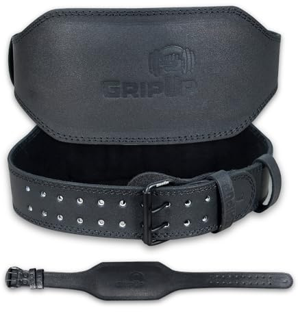 GripUp Gewichthebergürtel Fitness 4” & 6” – Verstellbarer Trainingsgürtel mit starker Schnalle, Powerlifting Krafttraining Gürtel Bodybuilding Gym Weight Lifting Belt Männer Damen (Schwarz 6, L)