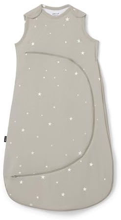 SnuzPouch Baby Sleeping Bag with Nappy Zip - For Easy Nappy Changes, Super Soft Cotton Sleeping Bags with Easy Fit Poppers, Meets British Safety Standard, Grey Star, 1 Tog 6-18M