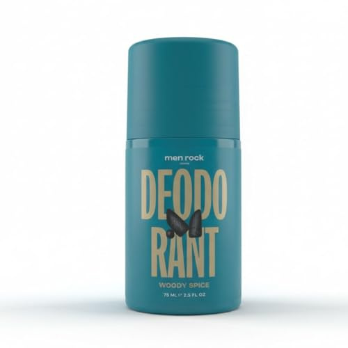Men Rock Woody Spice - Desodorante antitranspirante roll-on – Protección duradera contra el sudor y el olor, hidratante y suavizante, aroma refrescante de especias amaderadas, 75 ml