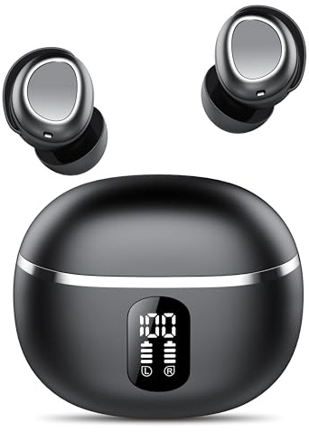Écouteurs sans fil Bluetooth 5.3, annulation du bruit In Ear pour dormir, 50 h d'autonomie, son doux et confortable, IPX7 imperméables ultra légers pour le sport, avec 4 Mic ENC, USB-C