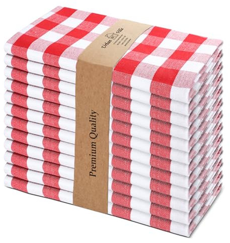 Urban Villa Cloth Napkins Cotton 12x12 (Set of 12) Red