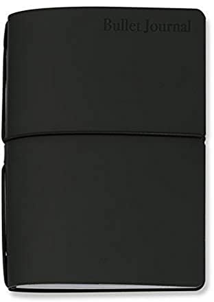 VELOFLEX N132114 - Bullet Journal, taccuino, 13 x 21 cm, pelle rigenerata, nero, elastico, con 2 libretti: griglia di punti vuota e inserto calendario