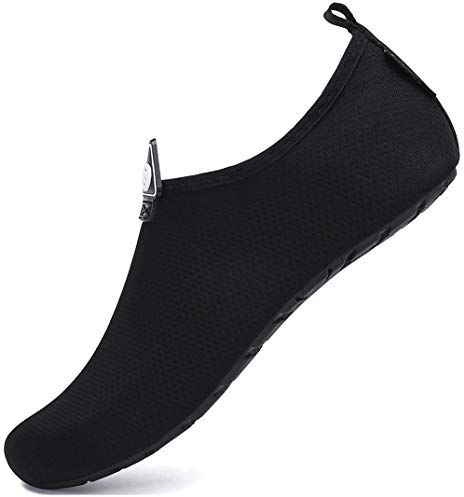 SAGUARO Damen Herren Badeschuhe Wasserschuhe Schwimmschuhe Männer Frauen Barfußschuhe für Strand,Pool,Meer,Wassersport,Surfen,Aqua Cycling,Segeln,Bootfahren,Windsurfen(Schwarz,42/43 EU)