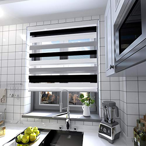 interGo Doppelrollo Klemmfix Ohne Bohren, B100cm x H150cm Duo Rollo mit Aluminium Kassette, Seitenzugrollo Easyfix für Fenster & Türen - Mixed