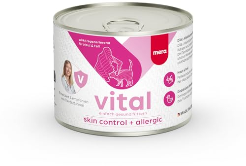 MERAVITAL Skin Control + Allergic Katzenfutter nass (6x200g) für ausgewachsene Katzen mit Hauterkrankungen & Futtermittelallergien