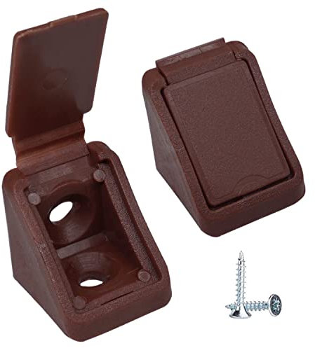 Confezione da 20 staffe per mensole marroni, 20 x 20 mm, giunti angolari per mobili, giunti angolari in plastica a 90 gradi, angolo retto, viti incluse (20, marrone)