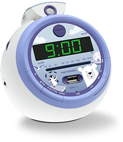 Metronic Radio-réveil Iceberg FM USB Projection avec Alarme 477344, Violet