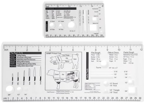 UPTTHOW Culinary Ruler Cutting Reference Template Cooking Measurement