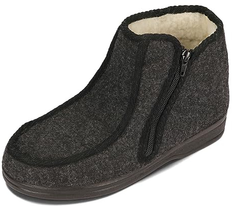BAWAL Varma Filttofflor med Ullfoder och Dragkedja Unisex-tofflor för Kvinnor och Män 36-46 EU