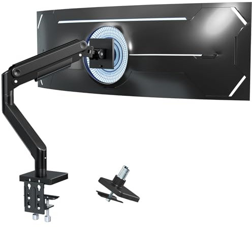Monitor Halterung 1-Monitor für 17-49-zoll Bildschirm - Ultrawide Monitor Arm, Höhenverstellbar, Neigbar, Schwenkbare, Max Load 20KG, VESA 75/100mm, Schwarz