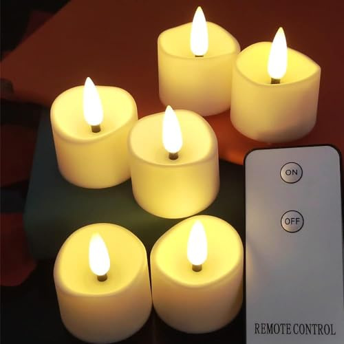 Anziner 12 Stück LED Teelichter mit fernbedienung，Teelichter batteriern, 2H/6H/8H LED Kerzen mit timer für Halloween, Party, Weihnachten, Ostern, Hochzeit