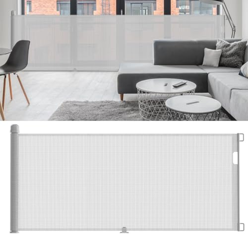 YUENFONG Trappskyddsgaller, dörrskyddsgaller, 87 x 300 cm, trappskydd, dörrgaller, avstängningsgaller, utdragbar infällbar dörr för baby och husdjur (0–300 cm, grå), YF-(HAG1393A)