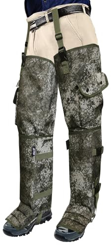 JLDTOP Snake Gaiters, Snake Chaps for Men&Women, Durable Total Protection for Ankle to Thigh Snake Chaps, Waterproof Snake Guards, Adjustable Snake Protection for Legs (Camouflage)