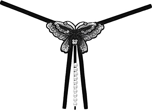 bgyujn String pour femme - String - Massage - Perles - Sexy - Sous-vêtements - Légers - Sexy - Respirant - Taille basse - Dentelle - String sexy - Sous-vêtements - String et tangas pour femmes, c-noir