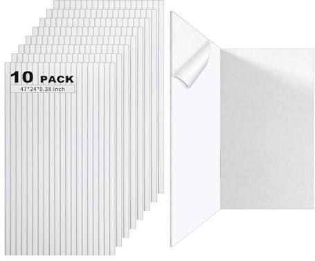 10 Packs Acoustic Panels,Large 47 X 24 X 0.38 Acoustic Wall Panels,Self-adhesive Sound Absorbing Dampening Panel,Sound Proof Panels for Walls Home Studio and Office (White)